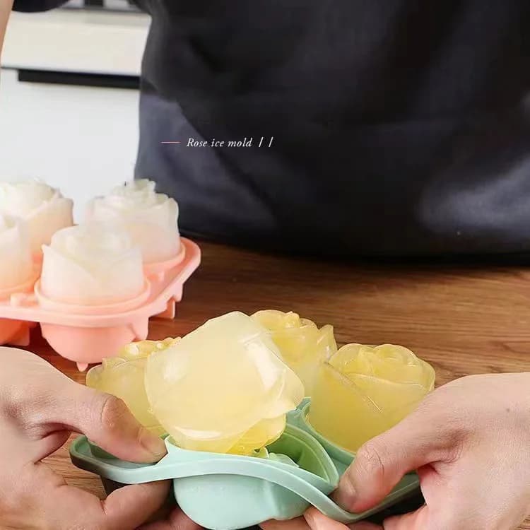 Silikonová forma na led s růží, 4 dutiny